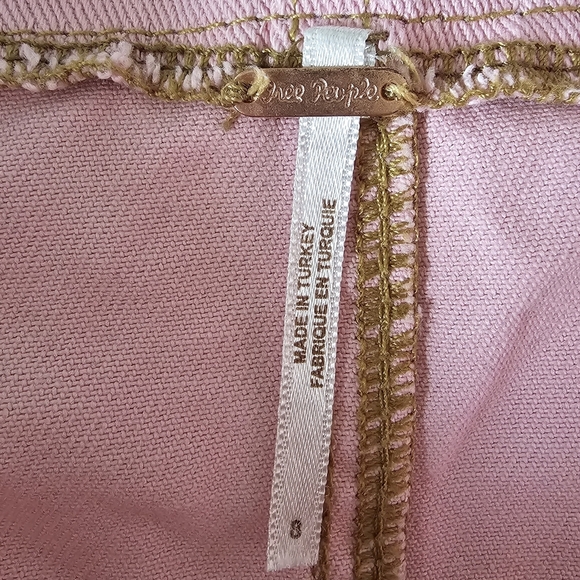 Free People Womens Pink Paperbag Denim Cutoff Shorts 8 Relaxed Loose Fit Summer - Picture 2 of 5